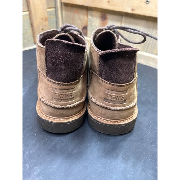 Toms Mens Brown Leather Moc-Toe Ankle Boots Size 11 - Picture 7 of 10